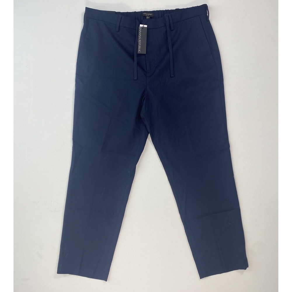 Banana Republic Men's Drawstring Pants NWT Size 38S (38x29) Navy Slim Casual